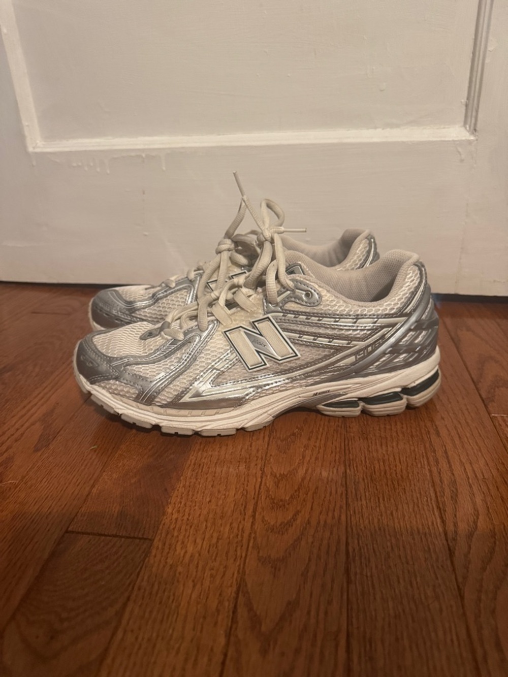 New Balance 1906 White and Silver Trainer Sneakers